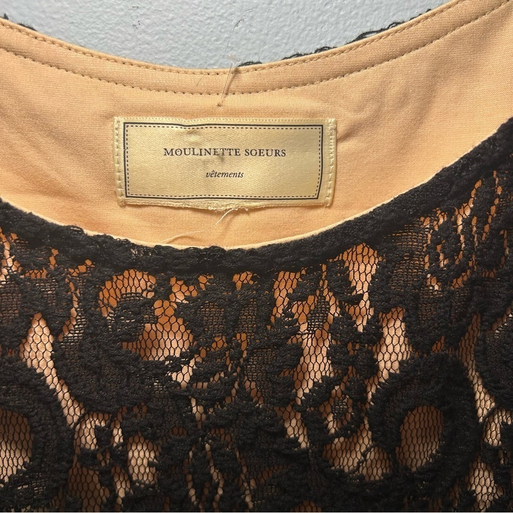 Anthropologie Moulinette Soeurs Cotrena Flounced Black Laced Dress Size 6 - Picture 11 of 12